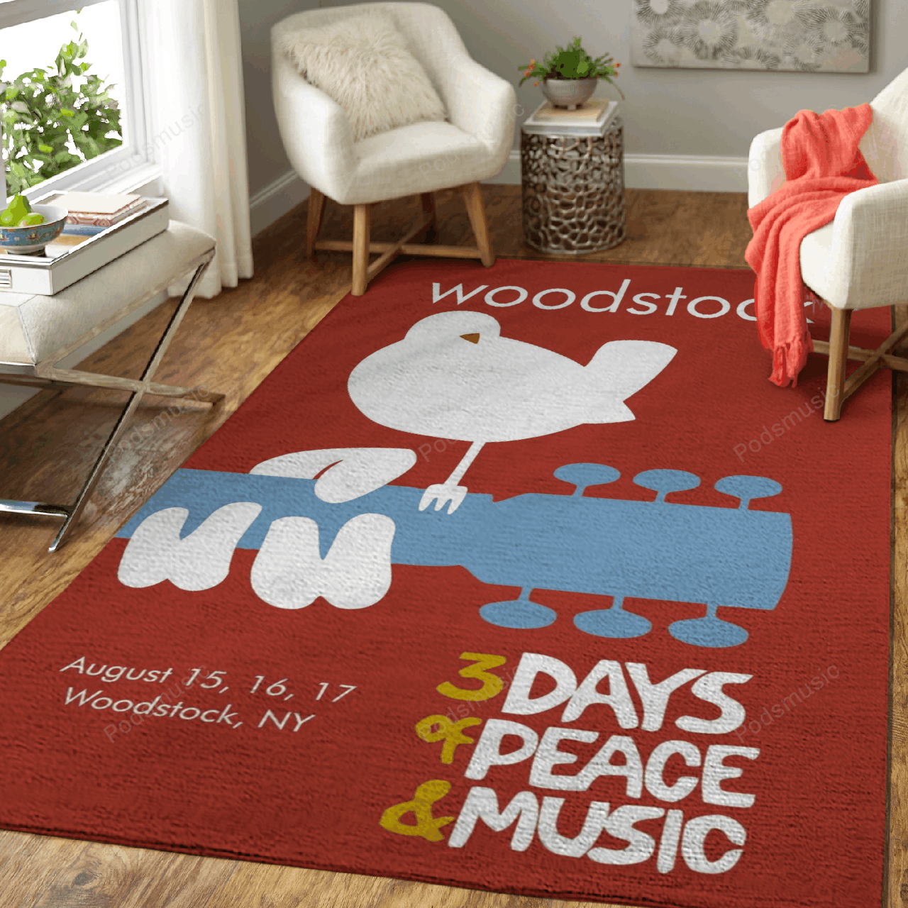 Woodstock Minimal Retro Music Art For Fans Area  Chussin | Home Decor Easily