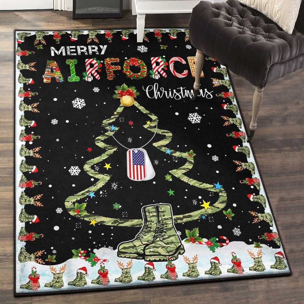 Xmas ation Non Shedding Area Rug, Airforce Christmas Rug  Chussin | Home Decor Easily