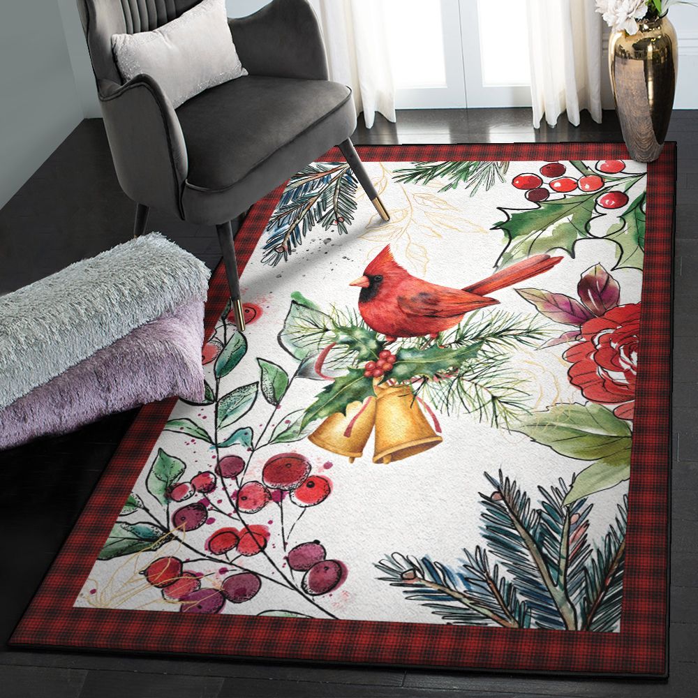 Xmas ation Washable Area Rugs, Christmas Cardinal Rug  Chussin | Home Decor Easily