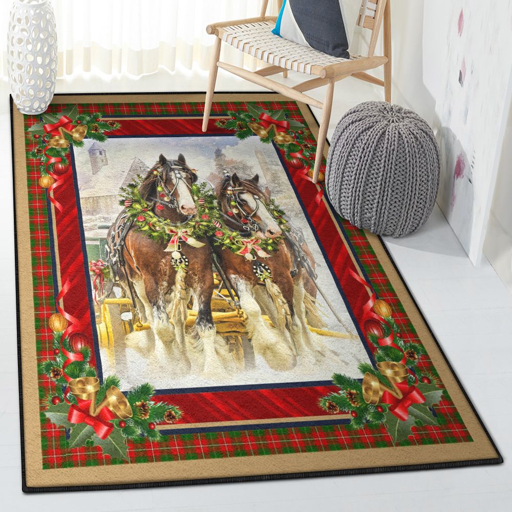 Xmas Indoor Outdoor , Horse Christmas Rug  Chussin | Home Decor Easily