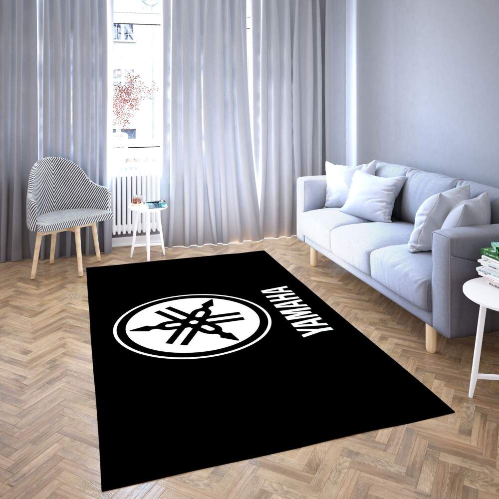 Yamaha Area Rug Black & White Logo | Home Decor Easily