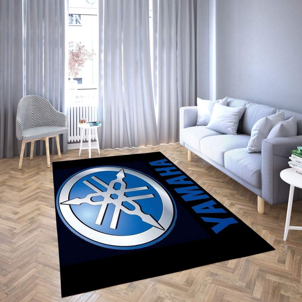 Yamaha Area Rug Blue Logo  Chussin | Home Decor Easily