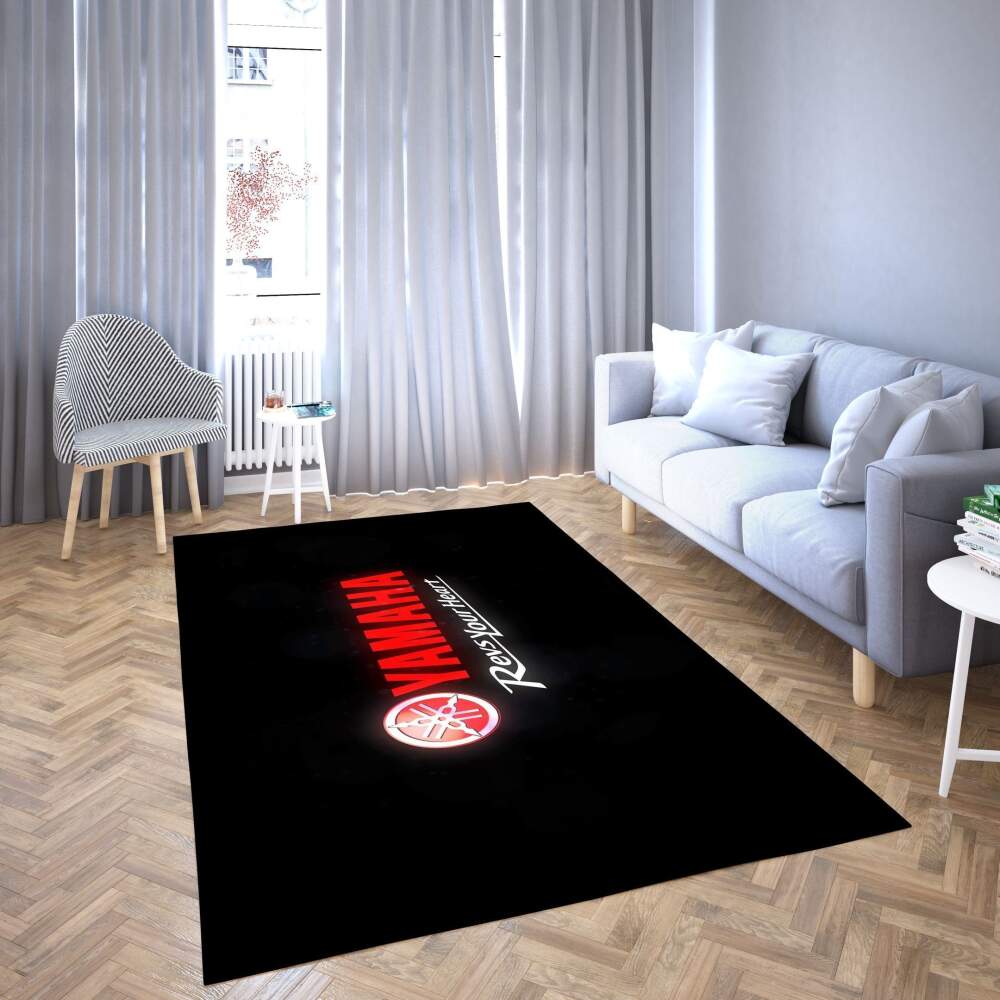 Yamaha Logo Area Rug Red Logo Black  Chussin | Home Decor Easily