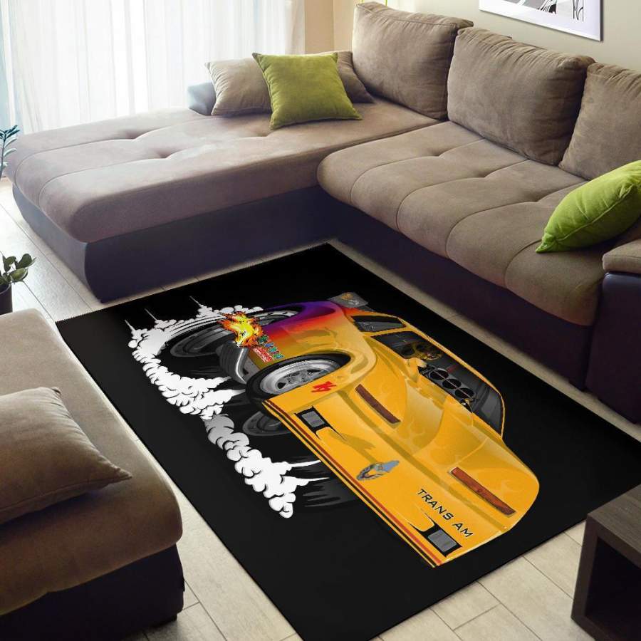 Yellow Firebird Trans Am Dragster Area Rug s  Chussin | Home Decor Easily