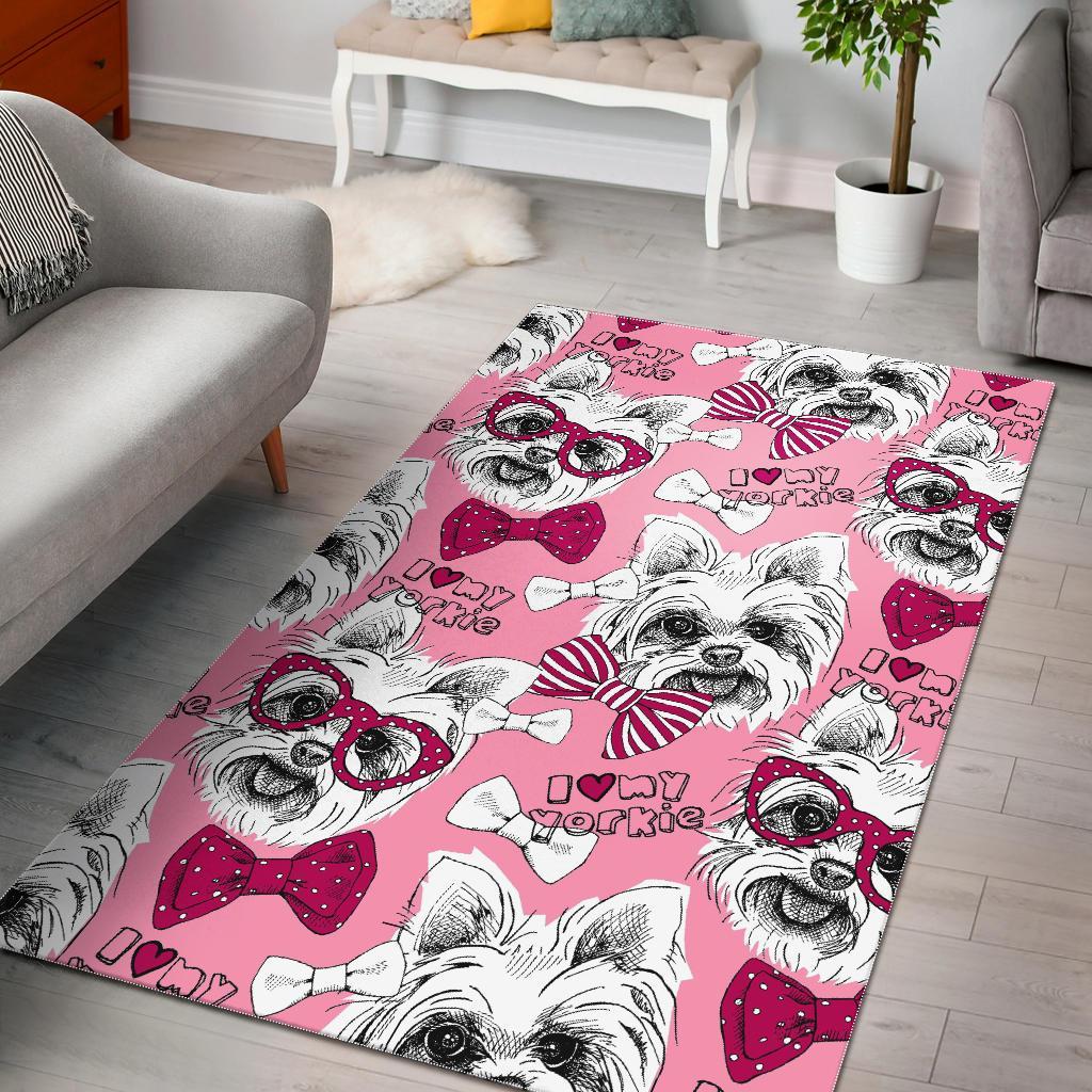 Yorkshire Terrier Dog Puppy Print Pattern Area Rug  Chussin | Home Decor Easily