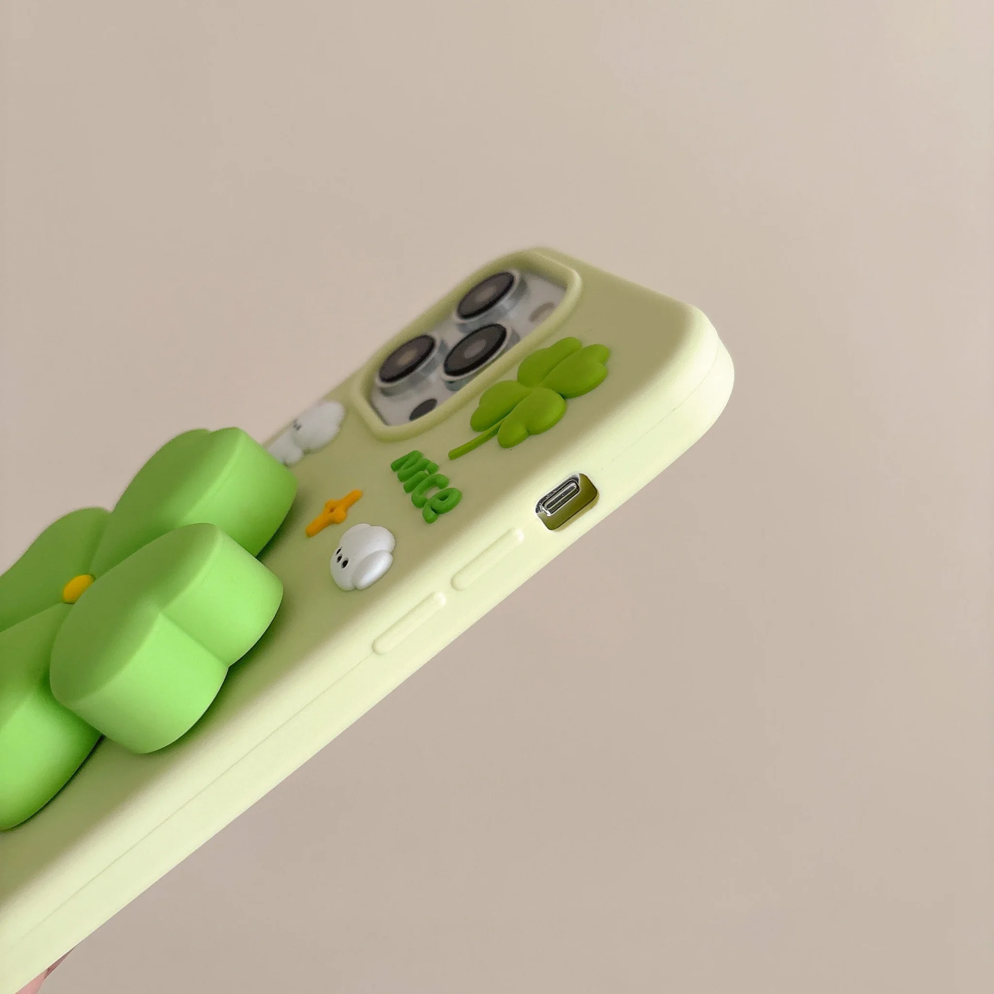 Kawaii 3D Cartoon Lucky Clover Bracket Phone Case - Image 5