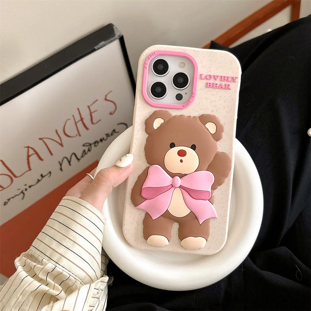 3D Cute Funny Cartoon Lovely Bear Phone Case
